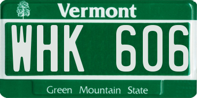 VT license plate WHK606