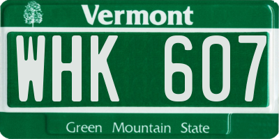VT license plate WHK607