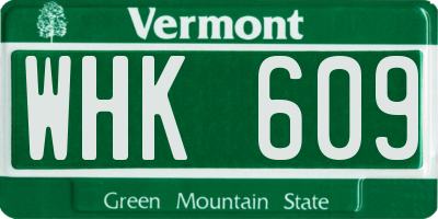 VT license plate WHK609
