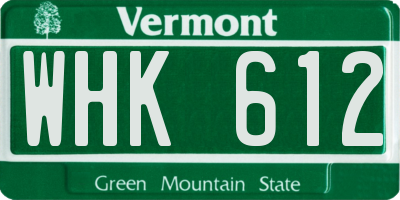 VT license plate WHK612