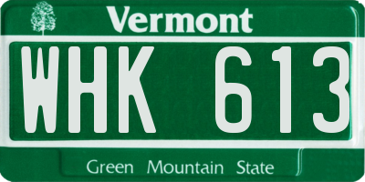 VT license plate WHK613