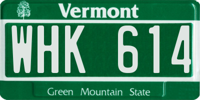 VT license plate WHK614