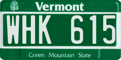 VT license plate WHK615