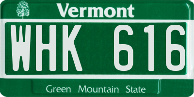 VT license plate WHK616