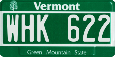 VT license plate WHK622