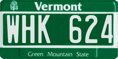VT license plate WHK624