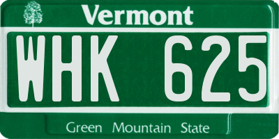 VT license plate WHK625