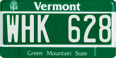 VT license plate WHK628