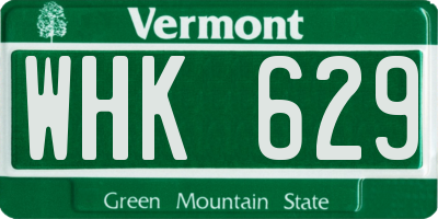 VT license plate WHK629