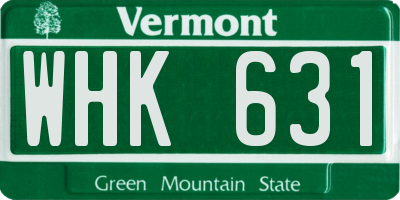 VT license plate WHK631