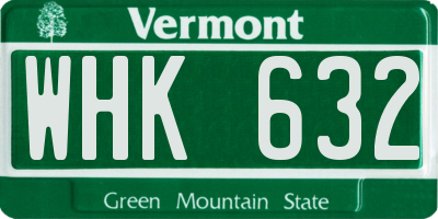 VT license plate WHK632