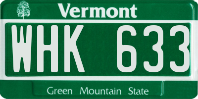 VT license plate WHK633