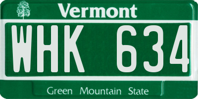 VT license plate WHK634