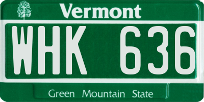 VT license plate WHK636