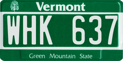 VT license plate WHK637