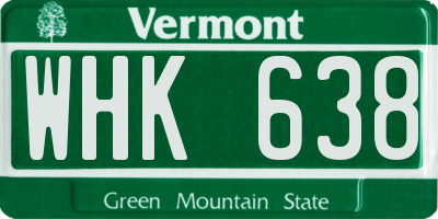 VT license plate WHK638