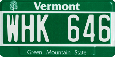 VT license plate WHK646