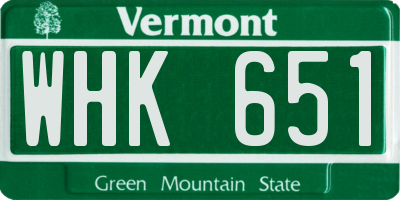 VT license plate WHK651