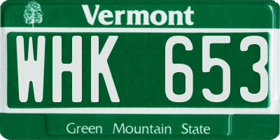 VT license plate WHK653