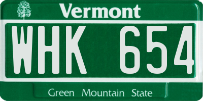 VT license plate WHK654