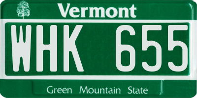 VT license plate WHK655