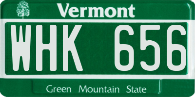 VT license plate WHK656