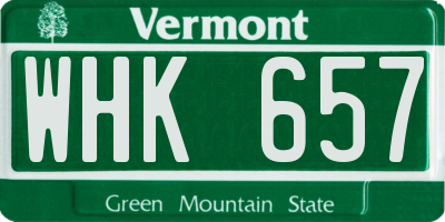 VT license plate WHK657