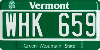 VT license plate WHK659