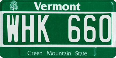 VT license plate WHK660