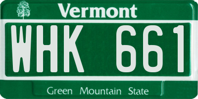 VT license plate WHK661