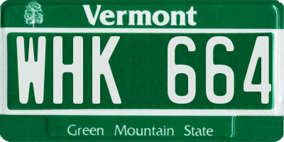 VT license plate WHK664