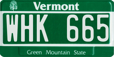 VT license plate WHK665
