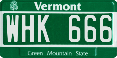 VT license plate WHK666