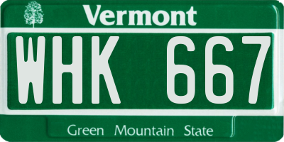 VT license plate WHK667