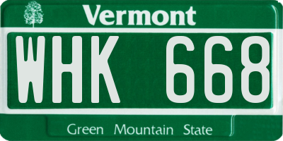 VT license plate WHK668