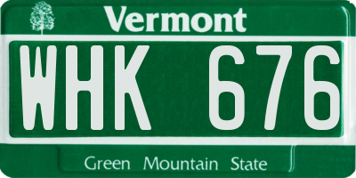 VT license plate WHK676