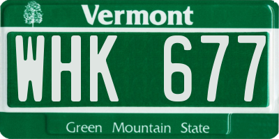 VT license plate WHK677