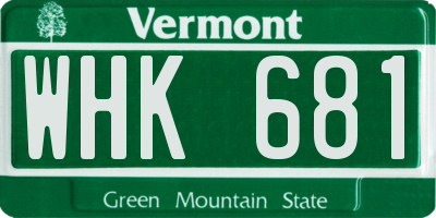 VT license plate WHK681