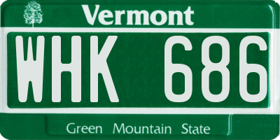 VT license plate WHK686