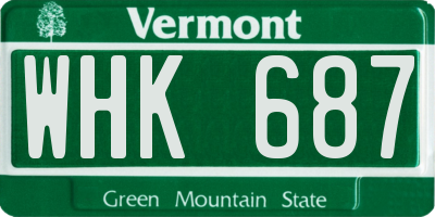 VT license plate WHK687