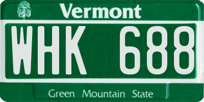 VT license plate WHK688