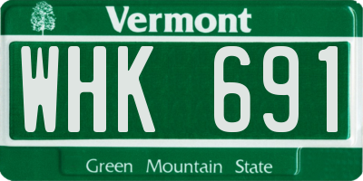 VT license plate WHK691