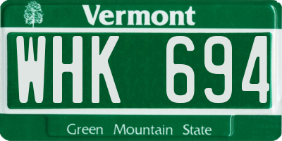 VT license plate WHK694