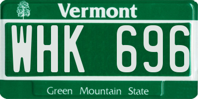 VT license plate WHK696