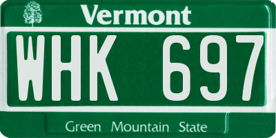 VT license plate WHK697