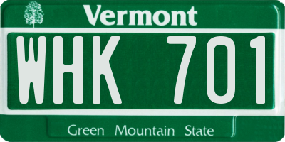 VT license plate WHK701