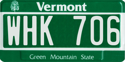 VT license plate WHK706