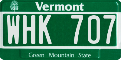 VT license plate WHK707