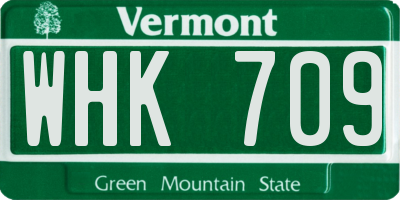 VT license plate WHK709