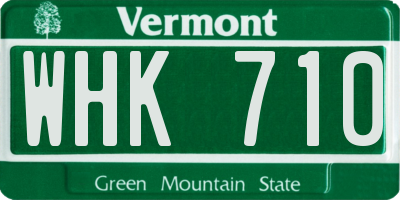 VT license plate WHK710